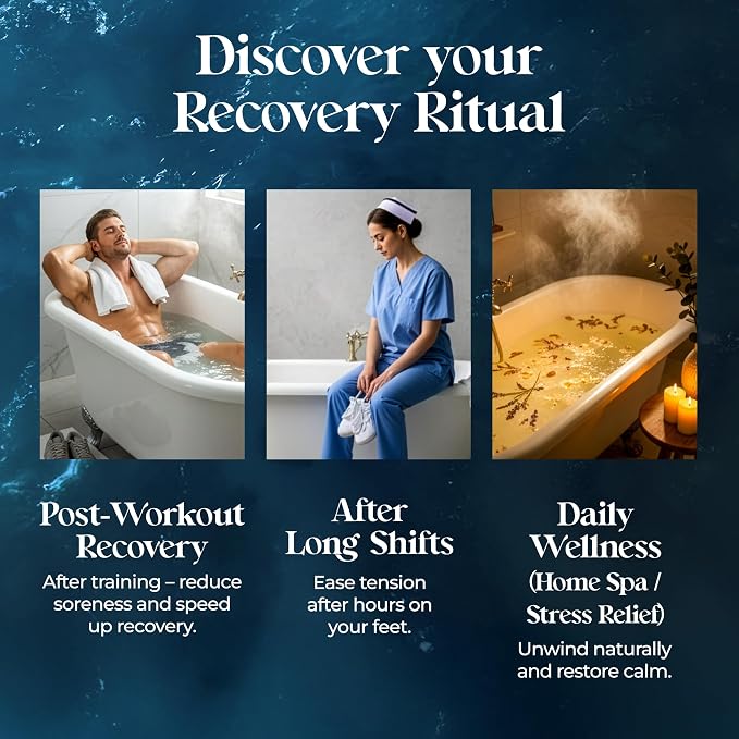 Aromasong Muscle Recovery Bath Soak with Dead Sea Salt, OptiMSM, Magnesium Flakes & Essential Oils for Post Workout Soreness - Made in USA - 14 oz. Bag Bath Salt for Pain Relief.