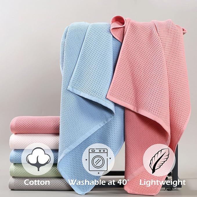SK Studio 6 Piece Bath Towels Set, Cotton Hotel Large Waffle Bath Towels Absorbent Quick Dry with 2 Bath Towels, 2 Hand Towels, 2 Washcloths for Bathroom Spa, Grey