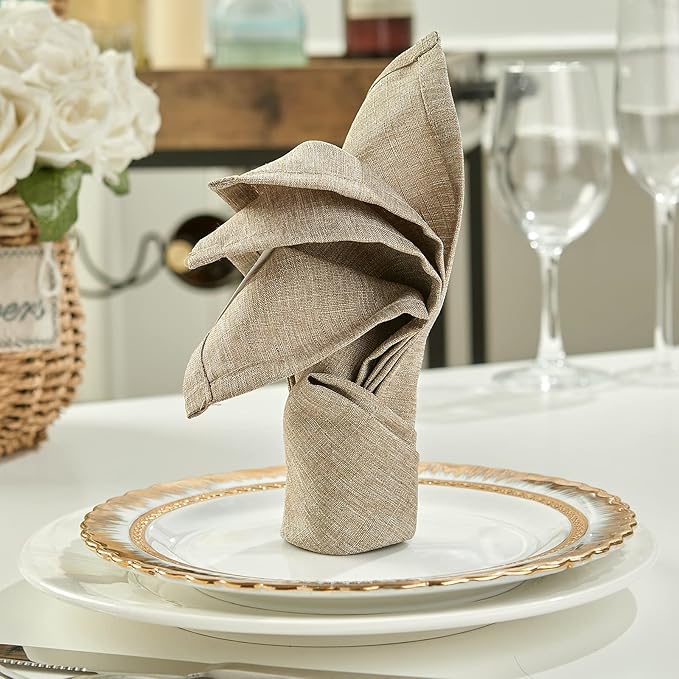 Mebakuk Cloth Napkins Set of 6, Premium 17 x 17 Inch Solid Washable Linen Style Napkins, Soft Table Napkin for Wedding Party Restaurant Dinner Parties