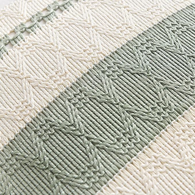Fancy Homi Set of 2 Sage Green Boho Decorative Throw Pillow Covers 20x20 Inch for Living Room Bedroom Couch Bed Indoors, Rustic Retro Cushion Case, Bohemian Room Home Decor