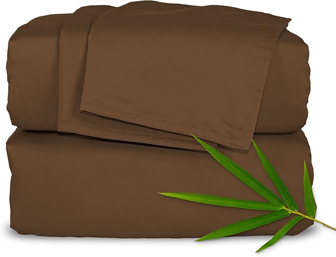 Pure Bamboo California King Sheets, Genuine 100% Organic Viscose Derived from Bamboo Bed Sheet Set, Soft & Cooling, Double Stitching, 2 Year Quality Promise (California King, Coconut Husk)