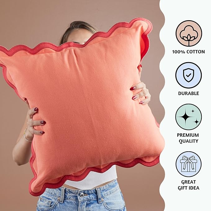 Folkulture Throw Pillow Covers | (20 x 20) Set of 2 Decorative Pillow Covers | Spring Decor Couch Pillow for Living Room | Red Pillow Covers | Throw Pillows for Couch | House Warming Gifts New Home