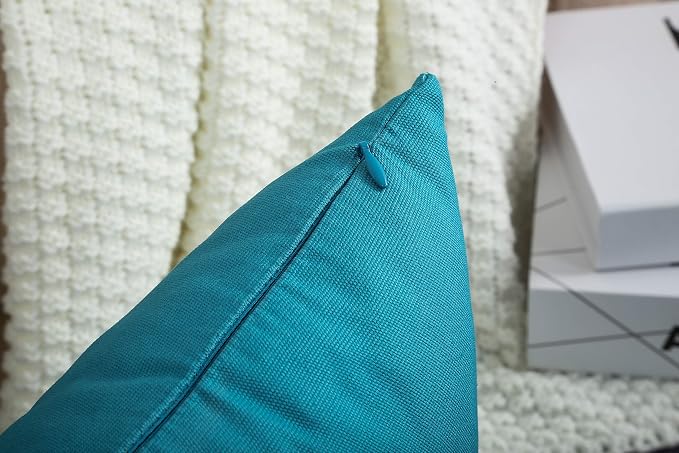 TangDepot 100% Cotton Solid Throw Pillow Cover 12x12 Blue Ashes | 100% cotton, same-color zip, machine wash & air dry. For living room, bedroom, office, car. Many colors & sizes. Cover only.