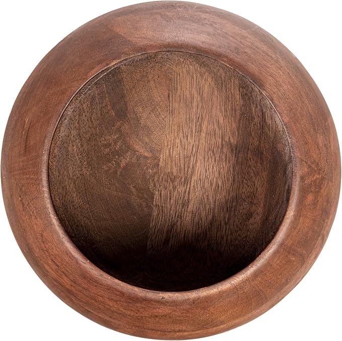 Bloomingville Modern Round Wood Bowl, Walnut Finish