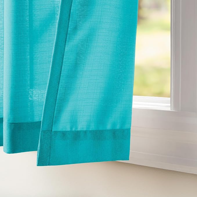 Exclusive Home Loha Linen Grommet Top Curtain Panel Pair, 100% Polyester, 54"x84", Blue Teal
