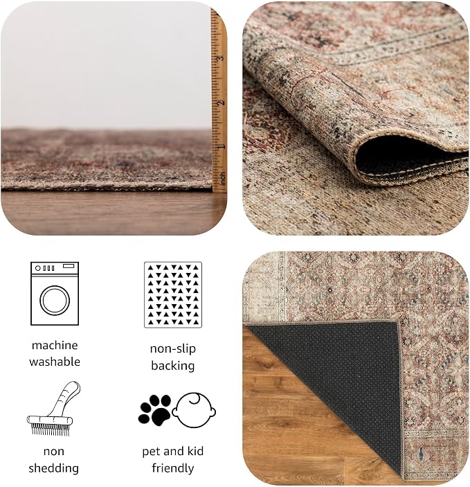 Keen Home Design 30"x120" Rug - Machine Washable Runner Rug with Non-Slip Backing, Ideal for Hallway, Entryway, Kitchen, Laundry Room - Vintage, Easy Clean, Durable, Low Pile - (2'6" x 10')