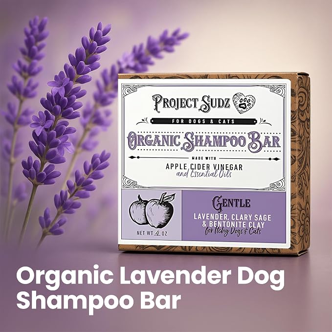 Project Sudz Gentle All Natural Dog Shampoo for Dry Coat for Sensitive Skin | Bar Shampoo for Dogs | Organic Dog Shampoo Sensitive Skin | Lavender (1)