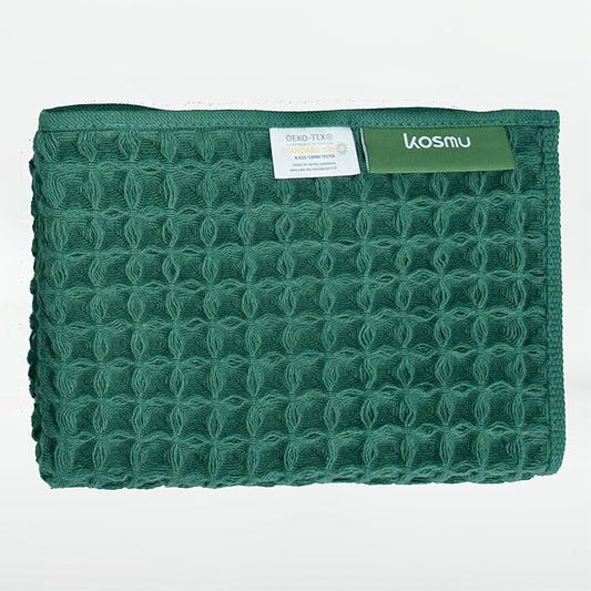Luxury Organic Japanese Cotton Waffle Bath Towel | Thick, Absorbent, Quick Dry Bathroom Towels for Shower, Sauna, Onsen| Hotel & Spa Quality, Gift-Ready (Forest Green, Face Towel, 16" x 16")