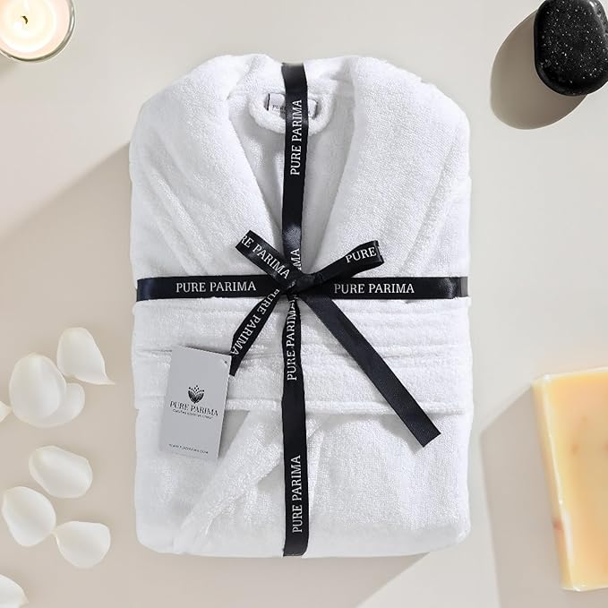 100% Egyptian Cotton Bathrobe for Men & Women – Ultra Soft Absorbent Spa Robe, Hotel Quality Terry Cloth Bath Robe