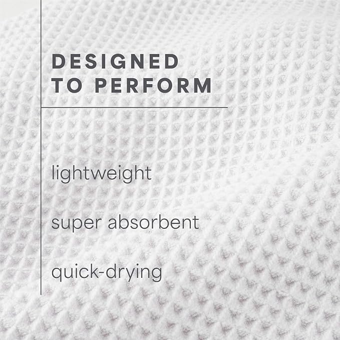 S&T INC. Aura Microfiber Waffle Bath Towels, 4 Pack, Quick-Dry, Ultra Absorbent, Lightweight Towels for Bathroom, 30 inches x 60 inches, 420GSM, White