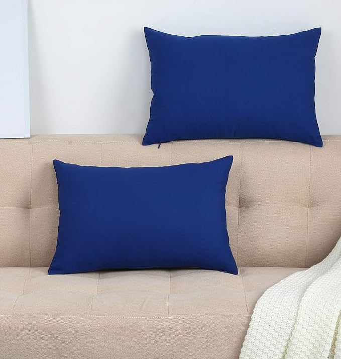 TangDepot 100% Cotton Solid Throw Pillow Cover 12x18 Royal Blue | 100% cotton, same-color zip, machine wash & air dry. For living room, bedroom, office, car. 42 colors, 85 sizes. Cover only.