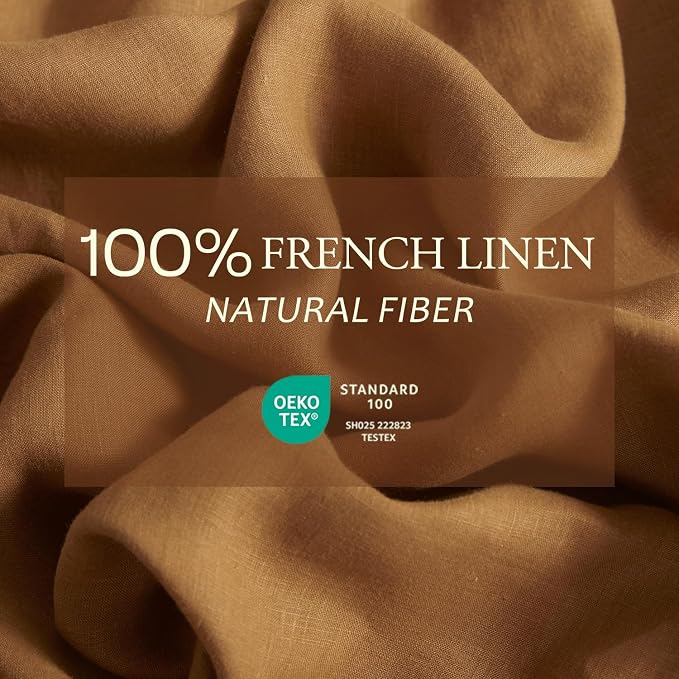 DAPU 100% Linen Duvet Cover Set - Pure Natural French Flax Linen with Corner Ties and Zipper Closure Soft Breathable Durable for Hot Sleepers 1 Duvet Cover 2 Pillowcases (Earthy Linen, King)