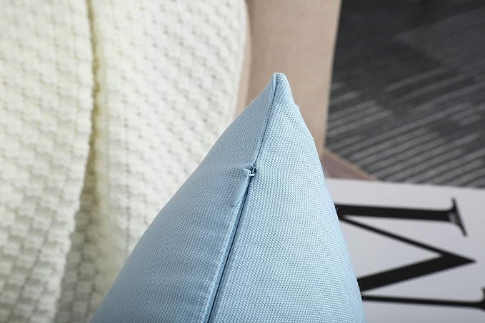 TangDepot Handmade Decorative Solid 100% Cotton Canvas Throw Pillow Covers/Pillow Shams, (24" x24" , Light Blue, 1 Count (Pack of 1)) | 100% cotton, same-color zip, machine wash & air dry. For living room, bedroom, office, car. 42 colors, 367 sizes. Co...