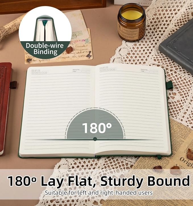 Lined Journal Notebook, A5 Leather Vintage Journals for Writing, 256 Pages College Ruled Notepad for Women Men, Vegan Leather Daily Notebook for Work, School, Travel, Note Taking(Celtic Star, Green)