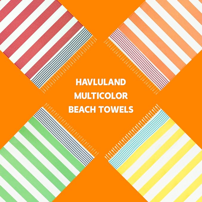 HAVLULAND Turkish Beach Towels, Oversized 40"x72" Turkish Bath Towel, Highly Absorbent Quick Dry Sand Free Beach Towels for Beach Pool Spa Gym Yoga Travel Camping Picnic Blanket - Pink/Blue