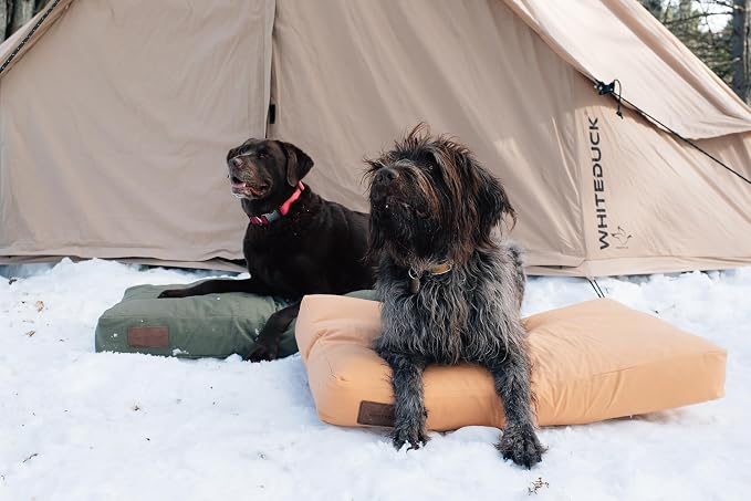 WHITEDUCK Outdoor Dog Bed Heavy-Duty 12oz Canvas, Water-Repellent Cotton, Machine Washable Removable Cover with Full-Length Zipper, Dog Bed for Large Dogs & Crate, Real Tree 35" Lx20 Wx4.3 th (M)