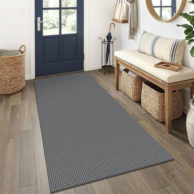 EARTHALL Woven Runner Rug 3x6 Ft Washable Runners for Hallways Wide Non Slip Entryway Rug Braided Kitchen Runner Indoor Floor Carpet for Entryway, Hallway, Kitchen, Bedroom, Dark Gray