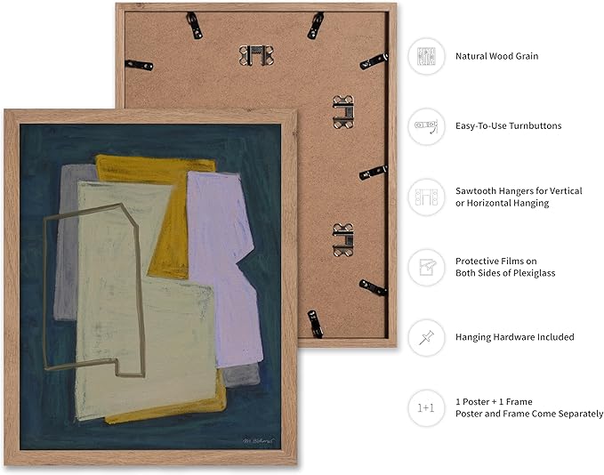 Monem Art Geometric Abstract Painting Print - Modern Minimalist Shapes Art Poster - Wall Decor for Living Room, Bedroom or Office - 8x10 Beige Framed Wall Art by Mareike Bohmer
