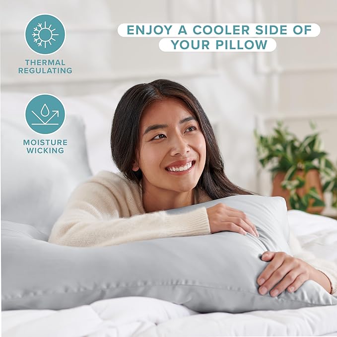 Bare Home 100% Mulberry Silk Pillowcase for Hair and Skin - Ultra Premium 6A Grade 19 Momme Silk Pillow Case - Hidden Zipper - Breathable Cooling Pillow Cover (Standard 2 Pack, Silver)