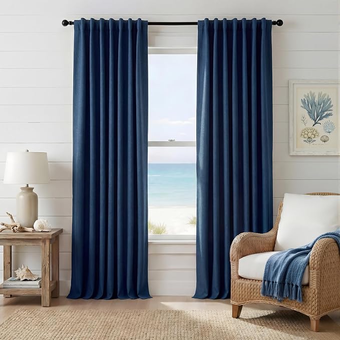 RYB HOME Navy Blue 100% Blackout Curtains for Bedroom 84 inches Long 52 inches Wide, Thermal Insulated &Privacy Assurd Curtains for Boy's Room/Sliding Glass Door/Living Room, 2 Panels