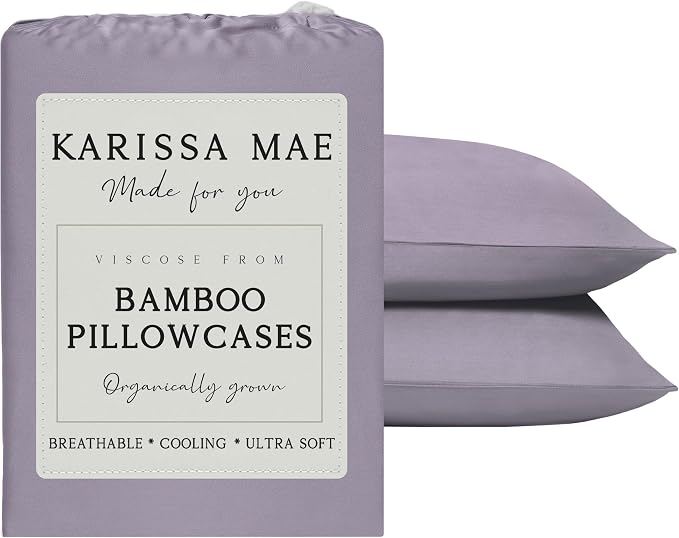 KARISSA MAE Pure Viscose from Bamboo Queen Size Pillowcase Set | 100% FSC Certified | Luxuriously Soft | Cooling | [Plum]