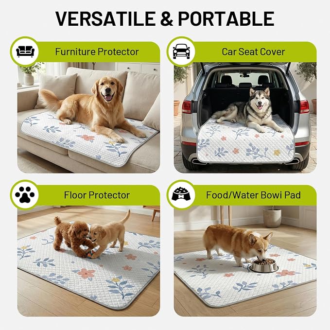 Washable Dog Pee Pads - Absorbent Reusable Puppy Training Pads, Waterproof Leak - Proof & Non - Slip for Crate Whelping Potty Training 24x48 (Pack of 2)