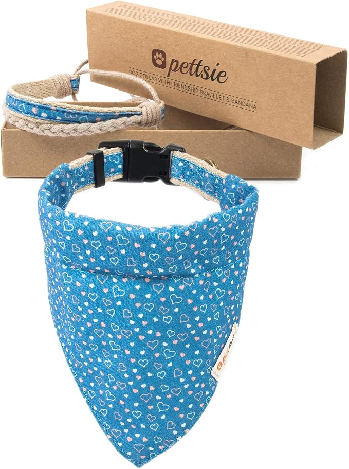 Pettsie Hemp Dog Bandana Collar & Matching Owner Friendship Bracelet | Soft & Durable Hemp, Removable Scarf, Matching Owner Friendship Bracelet, Gift-Ready Set