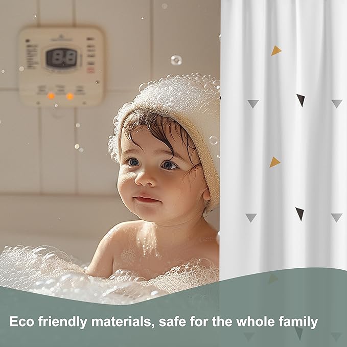 Plastic Shower Curtain Liner, Premium PEVA 6G Color Triangle Shower Curtain, Shower Curtains for Bathroom with 3 Magnetic Weights and Rustproof Grommets (Color Triangle, 72x72 in)