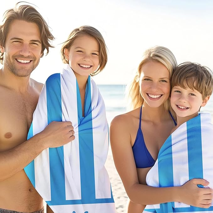 JML Personalized Beach Towel with Name, Custom Cabana Stripe Beach Towel, Customized Microfiber Pool Towel, Quick Dry & Absorbent Swim Towel for Adult,Mother's Day, Birthday, Summer Holiday,Vacation