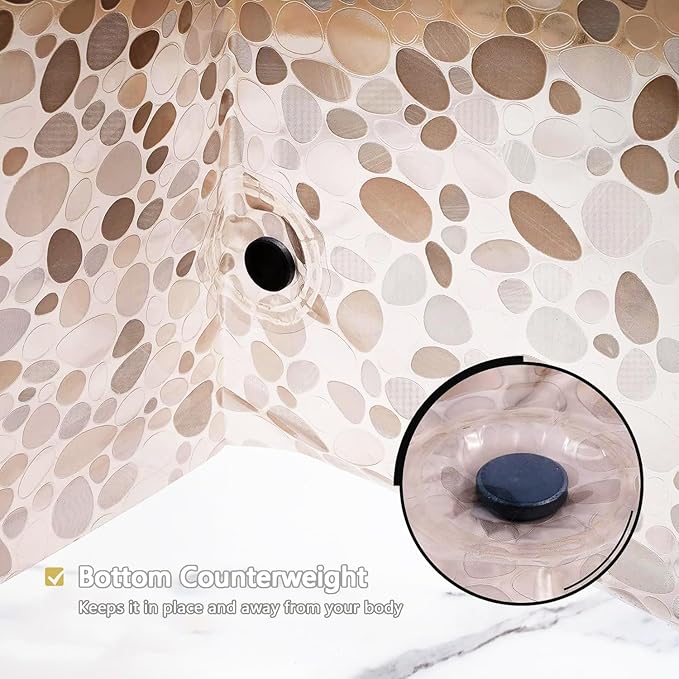 Shower Curtain Liner, Waterproof EVA 3D Shower Curtains with Duty Heavy Bottom Magnets and Rust Proof Grommets, Weighted Shower Liner for Shower Stall, Bathtubs