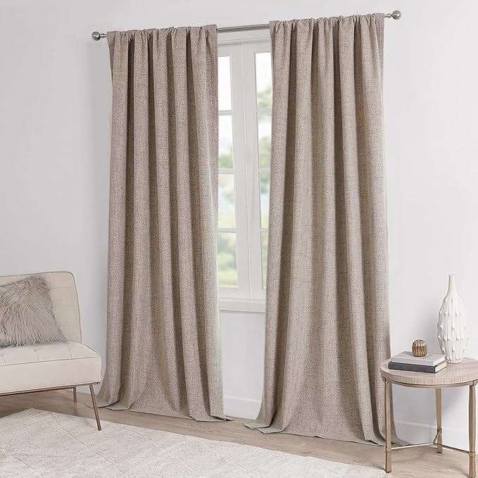 CUCRAF Custom 100% Total Blackout Curtains, Linen Back Tab and Rod Pocket Curtain for Living Room Bedroom, Light Blocking Drapes Thermal Insulated 1 Panel (Custom Size, Color)