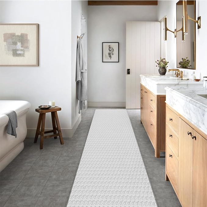 Collive Long Runners Rug for Hallways 2.6x10 Washable Kitchen Runner Rugs Non-Slip Rubber Backed Boho Hallway Runner Rug Gray Braided Farmhouse Carpet Floor Runner for Hall Bedroom Entryway