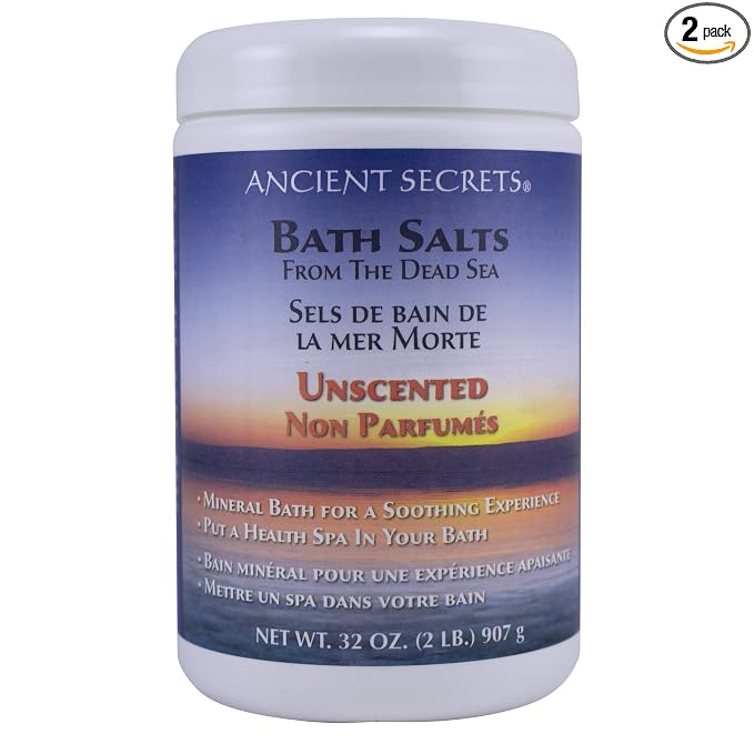 Ancient Secrets Mineral Baths, Aromatherapy Dead Sea, Unscented, 32 oz (2 Lbs) 908 G (Pack of 2)