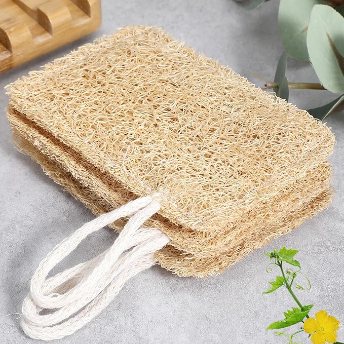 3Pcs Natural Loofa, 100% Real Natural Loofah Sponges Set, Loofah Sponge for Dishwashing, Luffa Sponges