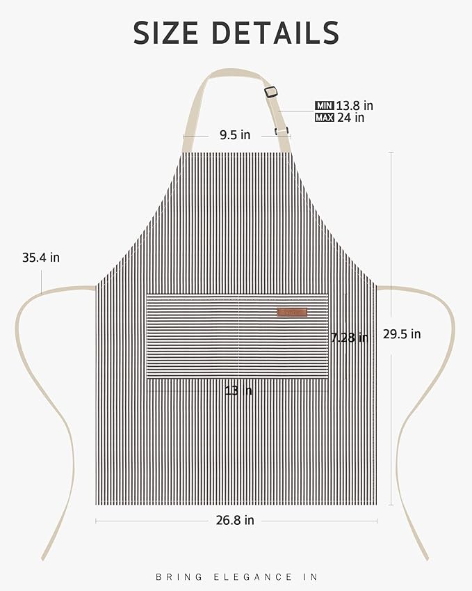 Syntus Chef Apron for Men Women Kitchen Cooking Apron with Pockets, Adjustable Bib Aprons Stain Resistant