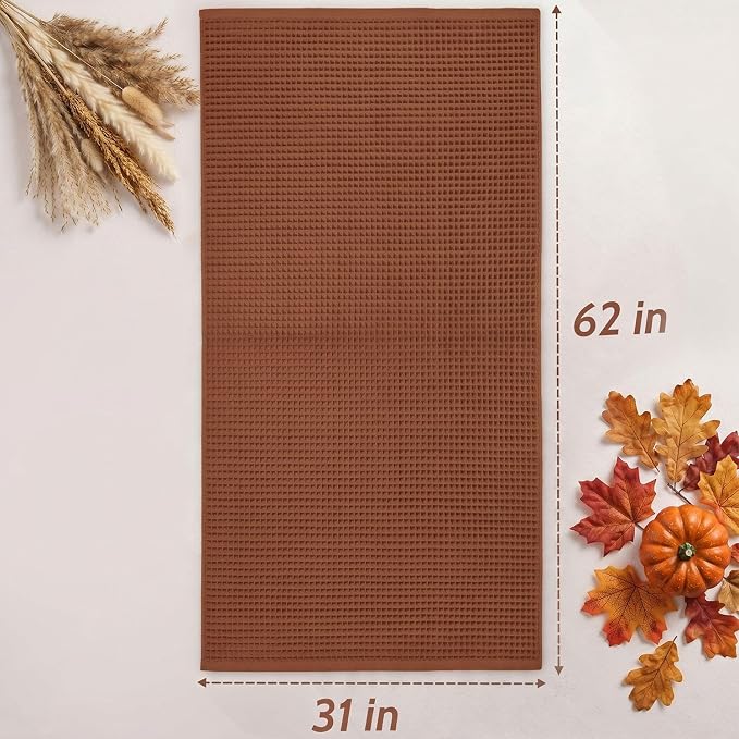 Jacquotha Waffle Bath Towels Set of 2 (Rust) - Low Lint, Lightweight & Quick Dry Cotton Towels, Fall Bathroom Decor, Large 31” x 62”