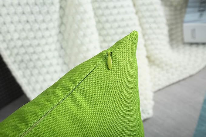 TangDepot 100% Cotton Solid Throw Pillow Cover 20x20 Apple Green | 100% cotton, same-color zip, machine wash & air dry. For living room, bedroom, office, car. 42 colors, 262 sizes. Cover only.