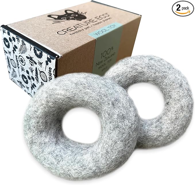 Wool Dog Ring Toy 2-Pack – Organic Eco Friendly Dog Rings for Small & Medium Dogs – Natural Non Toxic Dog Toys – Creature ECO