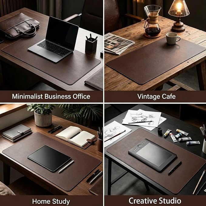 Leather Desk Mat | Computer Surface for Desktop(23.5x47.5Inches) | Large Mouse Pad and Keyboard Cover | Workspace Protector for Office | Brown