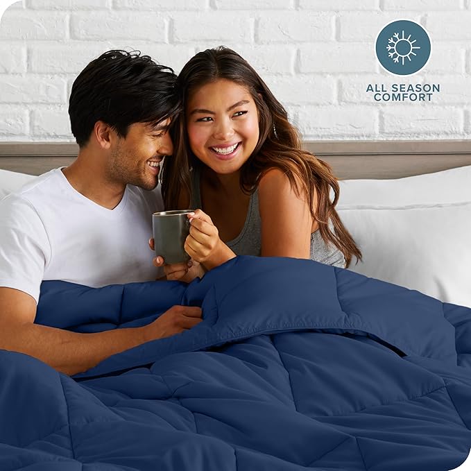 Bare Home Duvet Insert Comforter - Queen Size - Goose Down Alternative - Ultra-Soft - Premium 1800 Series - All Season Warmth - Bedding Comforter (Queen, Dark Blue)