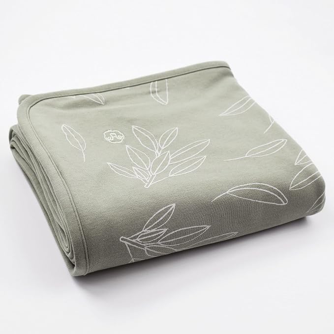 Woolino Toddler Blanket - Merino Wool and Organic Cotton Baby Blanket for Girls and Boys - 4 Season - 52.5” x 40” - Sage