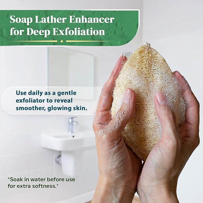 Natural Loofah Exfoliating Sponge (4 Pack) + Natural Loofah Kitchen Sponge (3 Pack) - Loofah Exfoliating Body Scrubber - Natural Sponges for Dishes - Biodegradable Sponges - Compostable Sponges