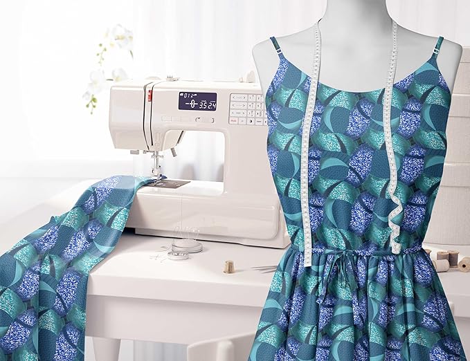 Soimoi Heavyweight Cotton Poplin Fabric Material, Blue - African Printed - 42" Inch Width, Natural Cotton Material for Quilt Making, Dresses, Skirts, Pajamas, Pillowcases, Tablecloths, Kurtis, 1 Yard