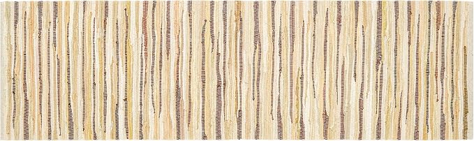 Cotton Hand Woven Chindi Runner Rug 2x6 Feet - Beige, Lightweight Decorative Soft Throw Indoor Floor Rag Rugs Ideal for Hallways, Kitchen, Bedroom | Linen Soft Braided Textured Carpet for Office Décor