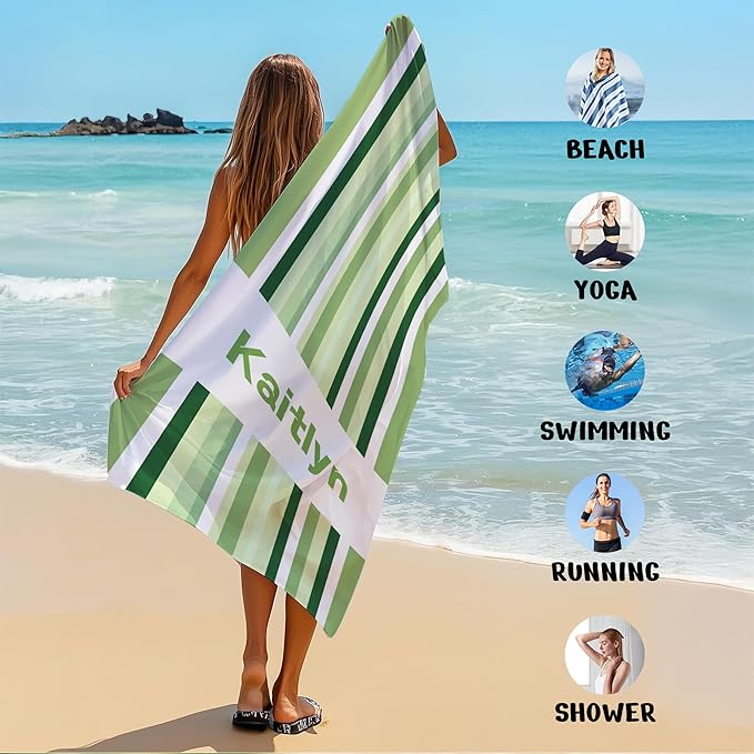 JML Custom Beach Towel with Name, Personalized Microfiber Beach Towel with Name, Large, Soft, Quick Dry & Absorbent for Swim, Pool,Adult,Summer Holiday,Vacation,Travel,Gift for Anniversary, Birthday