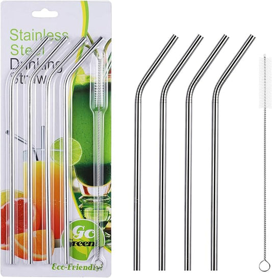 4 Pcs Reusable Metal Drinking Straws 8.5 Inch Stainless Steel Straw 6mm Diameter Wide -Compatible with 20oz Yeti Tumblers Eco-Friendly Washable non-plastic or glass - UNbreakable