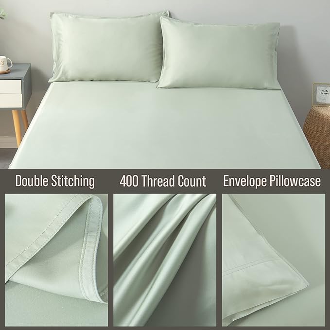 Bella Coterie | Luxury Bamboo Viscose Standard Size Pillowcase Set | 100% Organically Grown | Ultra Soft | Cooling | 2 Pcs [Sea Glass]