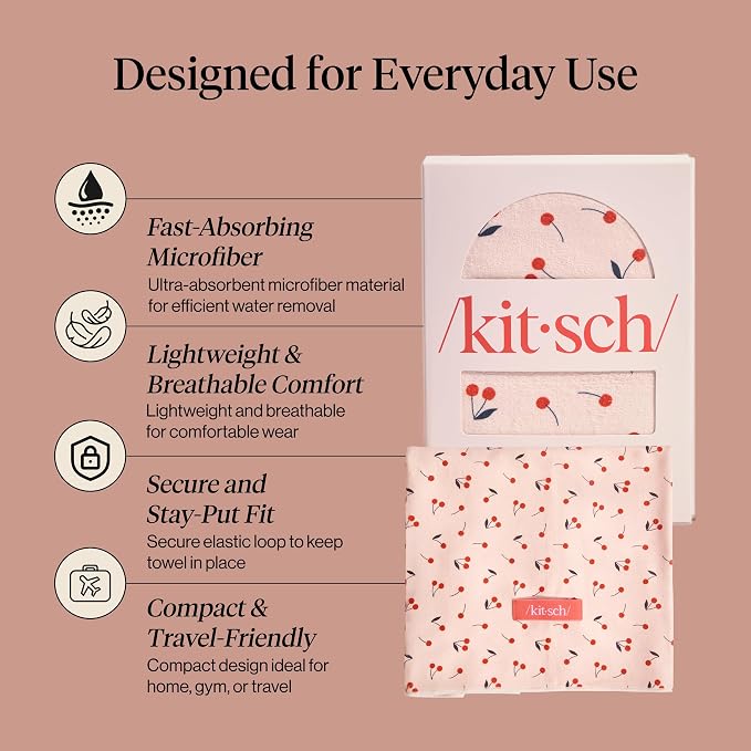 Kitsch Plush Microfiber Hair Towel Wrap for Women – Ultra Absorbent Microfiber Bath Towels for Wet, Curly, Long or Short Hair – Anti-Frizz Hair Wrap, Great Hair Care Gifts for Women