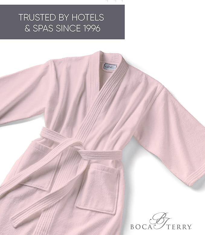Womens Terry Cloth Bathrobe by Boca Terry, Cotton Spa Robes, Plush Hotel Bath Robe, M/L, 2X, 4X