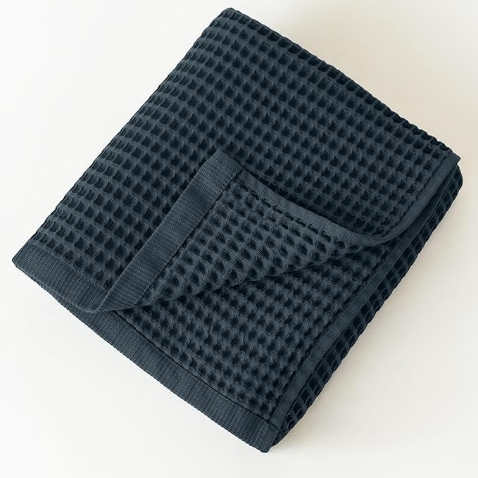 Premium Oversized Waffle Bath Towel Pack of 2 Extra Large 35x71 inch - 100% Turkish Cotton Waffle Weave Quick Dry Absorbent Lint Free Bath Sheet Towels (Anthracite, Set of 2 Bath Towels)
